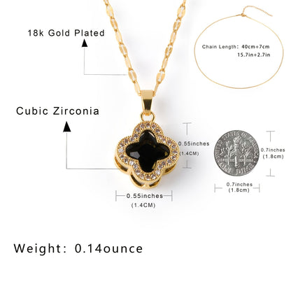 Collana con pendente a forma di fiore semplice intarsiato in oro 18 carati con zirconi lucidi